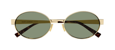 Saint Laurent NEW WAVE SL 692 003 Oval Metal Gold Sunglasses with Green Lens