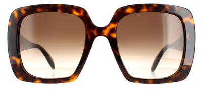 Alexander McQueen AM 0378S 002 Square Plastic Havana Sunglasses with Brown Gradient Lens
