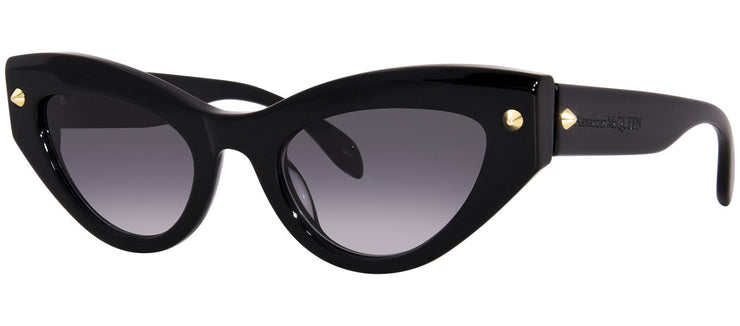 Alexander McQueen AM 0407S 001 Cat-Eye Plastic Black Sunglasses with Grey Gradient Lens