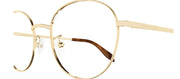Alexander McQueen AM 0414O 002 Round Metal Gold Eyeglasses with Logo Stamped Demo Lenses