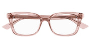 Alexander McQueen AM 0464O 003 Rectangle Plastic Pink Eyeglasses with Logo Stamped Demo Lenses