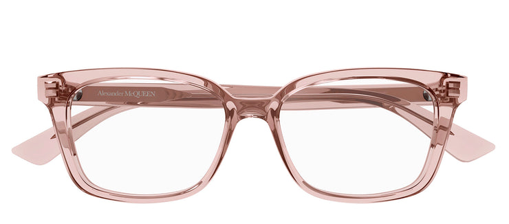 Alexander McQueen AM 0464O 003 Rectangle Plastic Pink Eyeglasses with Logo Stamped Demo Lenses