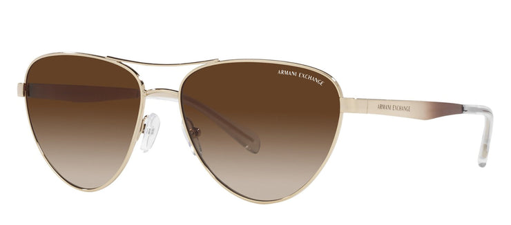 Armani Exchange AX 2042S 611013 Aviator Metal Gold Sunglasses with Brown Gradient Lens