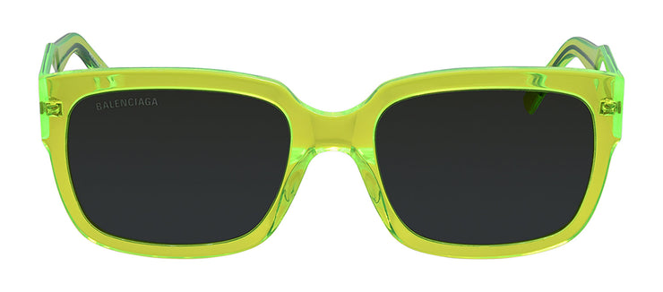Balenciaga BB 0049S 005 Rectangle Plastic Yellow Sunglasses with Grey Lens