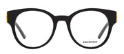 Balenciaga BB 0173O 001 Round Plastic Black Eyeglasses with Logo Stamped Demo Lenses