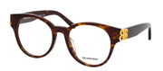 Balenciaga BB 0173O 002 Round Plastic Havana Eyeglasses with Logo Stamped Demo Lenses