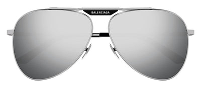 Balenciaga EVERYDAY BB 0244S 002 Aviator Metal Silver Sunglasses with Silver Mirror Lens