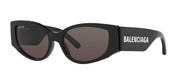 Balenciaga EVERYDAY BB 0258S 001 Oval Plastic Black Sunglasses with Grey Lens