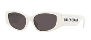 Balenciaga EVERYDAY BB 0258S 003 Oval Plastic White Sunglasses with Grey Lens