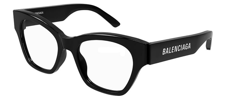 Balenciaga EVERYDAY BB 0263O 001 Cat-Eye Plastic Black Eyeglasses with Logo Stamped Demo Lenses