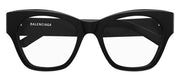 Balenciaga EVERYDAY BB 0263O 001 Cat-Eye Plastic Black Eyeglasses with Logo Stamped Demo Lenses