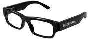 Balenciaga EVERYDAY BB 0265O 001 Rectangle Plastic Black Eyeglasses with Logo Stamped Demo Lenses