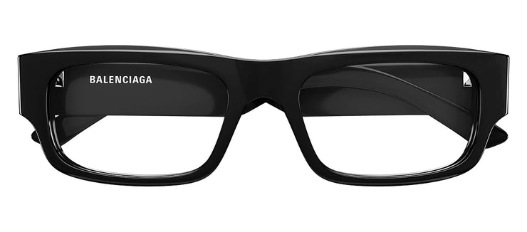 Balenciaga EVERYDAY BB 0265O 001 Rectangle Plastic Black Eyeglasses with Logo Stamped Demo Lenses