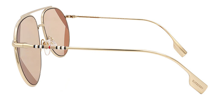 Burberry BE 3138 110993 Full-Rim Metal Light Gold Sunglasses with Light Brown UV Print Beige Lens