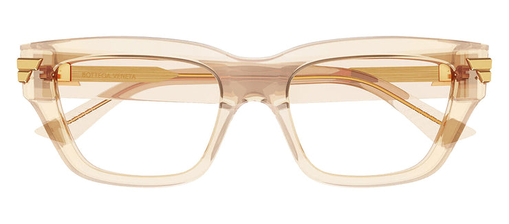 Bottega Veneta UNAPOLOGETIC BV 1190O 004 Cat-Eye Plastic Beige Eyeglasses with Logo Stamped Demo Lenses