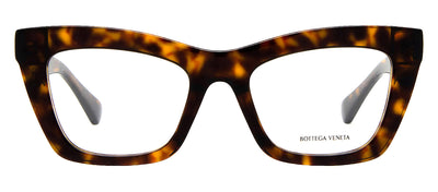 Bottega Veneta NEW CLASSIC BV 1215O 002 Cat-Eye Plastic Havana Eyeglasses with Logo Stamped Demo Lenses