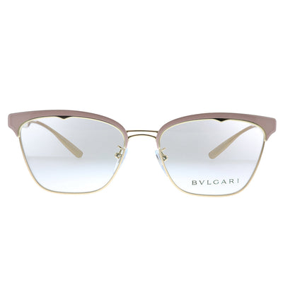 Bvlgari BV 2218 2057 Cat-Eye Metal Pink Eyeglasses with Logo Stamped Demo Lenses