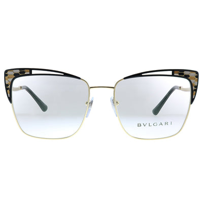 Bvlgari BV 2230 2018 Cat-Eye Metal Black Eyeglasses with Logo Stamped Demo Lenses