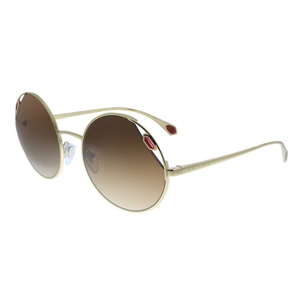 New Bvlgari BV 6159 278/13 Pale Gold Metal Round Sunglasses Brown Gradient Lens BV 6159 278/13 Womens Round Sunglasses – Bluefly main image 4
