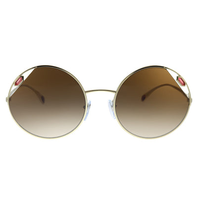 Bvlgari BV 6159 278/13 Round Metal Gold Sunglasses with Brown Gradient Lens