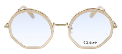Chloe CE 2143 601 Geometric Metal Pink Eyeglasses with Logo Stamped Demo Lenses