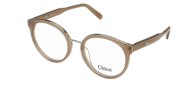 Chloe CE 2710 210 Round Plastic Brown Eyeglasses with Logo Stamped Demo Lenses