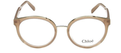 Chloe CE 2710 210 Round Plastic Brown Eyeglasses with Logo Stamped Demo Lenses