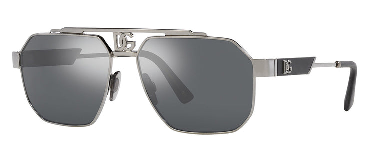 Dolce & Gabbana DG 2294 04/6G Aviator Metal Gunmetal Sunglasses with Silver Mirror Lens