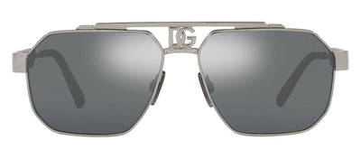 Dolce & Gabbana DG 2294 04/6G Aviator Metal Gunmetal Sunglasses with Silver Mirror Lens