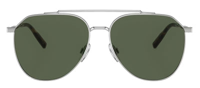 Dolce & Gabbana DG 2296 05/9A Aviator Metal Silver Sunglasses with Green Polarized Lens