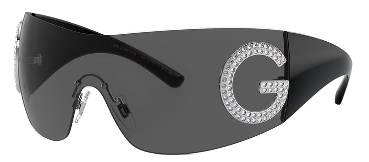 Dolce & Gabbana DG 2298B 05/87 Shield Metal Black Sunglasses with Grey Lens