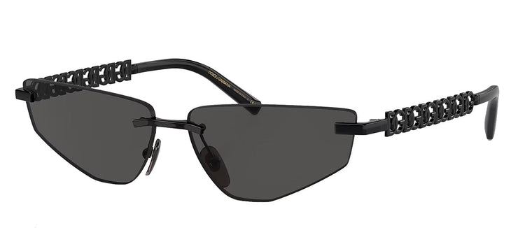 Dolce & Gabbana DG 2301 01/87 Geometric Metal Black Sunglasses with Grey Lens