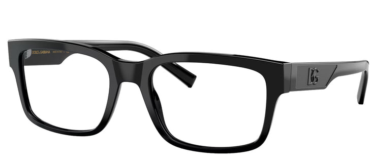 Dolce & Gabbana DG 3352 501 Rectangle Plastic Black Eyeglasses with Logo Stamped Demo Lenses