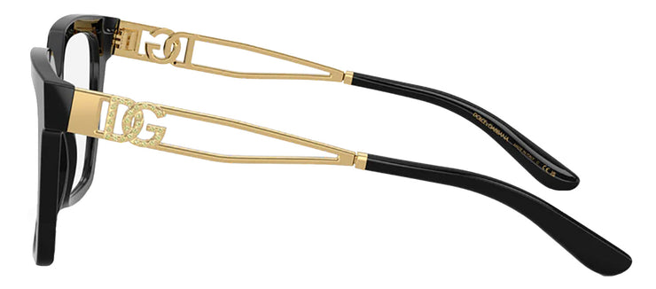 Dolce & Gabbana DG 3376B 3355 Square Metal Black Eyeglasses with Logo Stamped Demo Lenses Lens