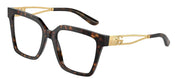 Dolce & Gabbana DG 3376B 502 Square Metal Havana Eyeglasses with Logo Stamped Demo Lenses Lens
