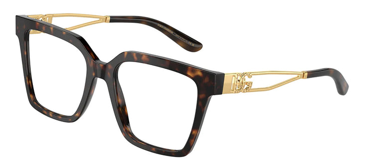 Dolce & Gabbana DG 3376B 502 Square Metal Havana Eyeglasses with Logo Stamped Demo Lenses Lens