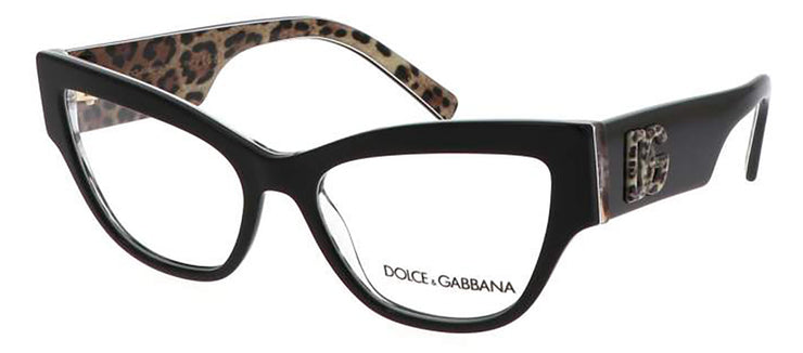 Dolce & Gabbana DG 3378 3299 Cat-Eye Plastic Black Eyeglasses with Logo Stamped Demo Lenses