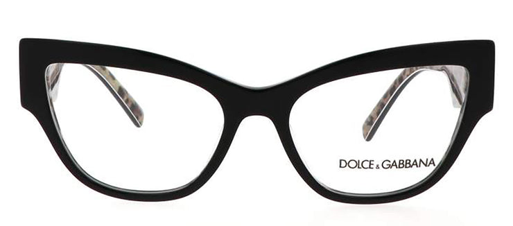 Dolce & Gabbana DG 3378 3299 Cat-Eye Plastic Black Eyeglasses with Logo Stamped Demo Lenses
