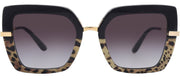 DOLCE & GABBANA DG 4373F 32448G Square Top Black On Print Leo/Black Acetate Sunglasses with Light Grey Gradient Black Lens