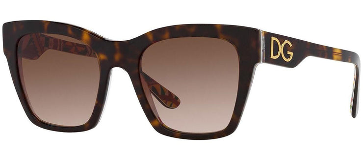 Dolce & Gabbana DG 4384 321773 Square Plastic Havana Sunglasses with Brown Gradient Lens