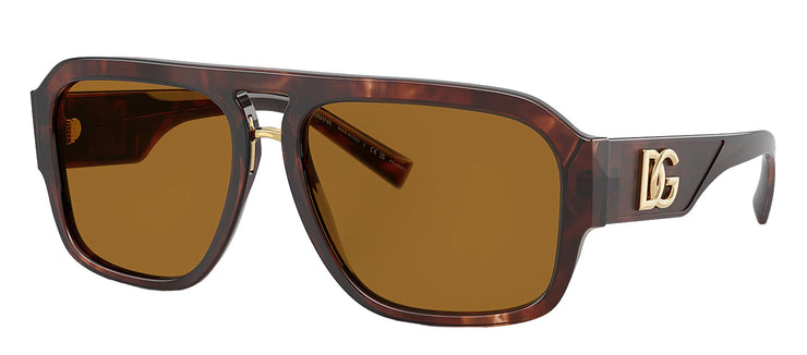 Dolce & Gabbana DG 4403 322283 Pilot Plastic Havana Sunglasses with Brown Polarized Lens