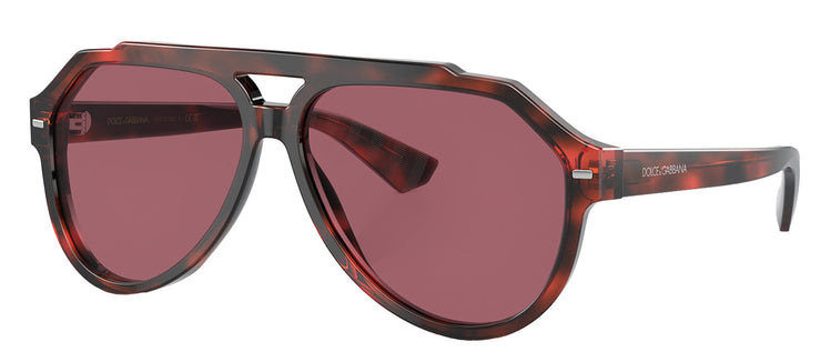 Dolce & Gabbana DG 4452 335869 Aviator Acetate Red Havana Sunglasses with Dark Violet Solid Color Lens