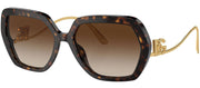 DOLCE & GABBANA DG 4468BF 502/13 Irregular Havana Acetate Sunglasses with Gradient Brown Lens