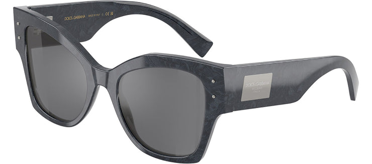 DOLCE & GABBANA DG 4478F 34416V Cat Eye Grey Lace Acetate Sunglasses with Dark Grey Flash Silver Lens