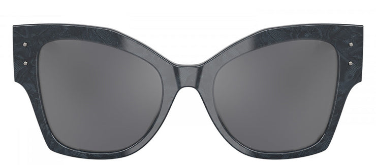 DOLCE & GABBANA DG 4478F 34416V Cat Eye Grey Lace Acetate Sunglasses with Dark Grey Flash Silver Lens