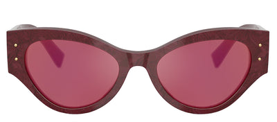 DOLCE & GABBANA DG 4480 3442D0 Butterfly Bordeaux Lace Acetate Sunglasses with Dark Violet Mirror Red Lens