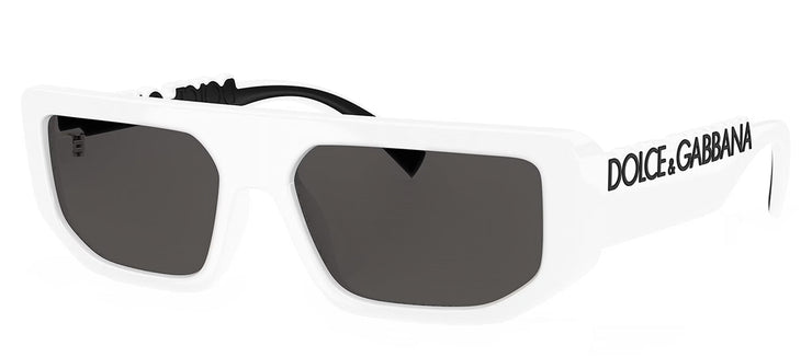 Dolce & Gabbana DG 6203 331287 Rectangle Plastic White Sunglasses with Grey Lens