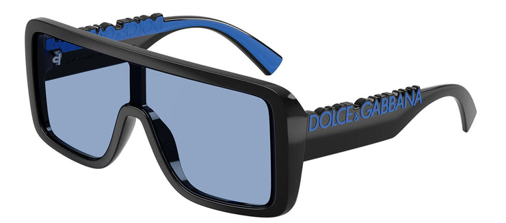 Dolce & Gabbana DG 6204 501/80 Rectangle Plastic Black Sunglasses with Blue Lens
