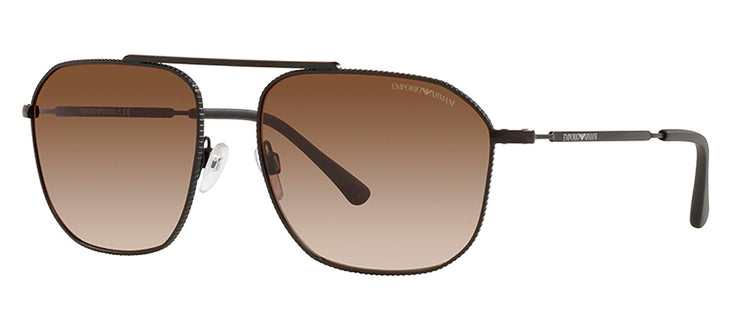 Emporio Armani EA 2107 300113 Rectangle Metal Black Sunglasses with Brown Gradient Lens