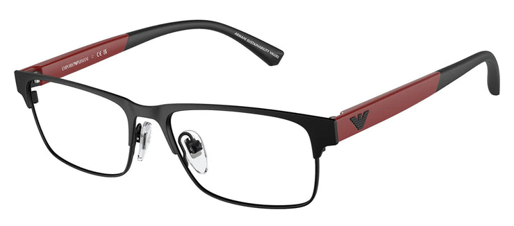 Emporio Armani KIDS EK 1001 3001 Rectangle Metal Black Eyeglasses with Logo Stamped Demo Lenses